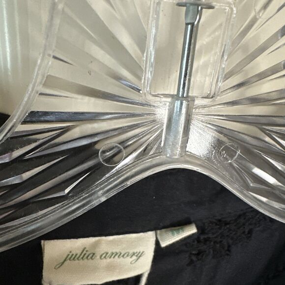 Julia Amory Swizzle Fully Embroidered Black Husband Shirt Dress Medium - Picture 3 of 6